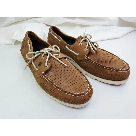 Sperry Top Sider Size 15M Men Camel Mesh Leather Lace Up Low Boat Shoes STS15514 - Picture 12 of 12